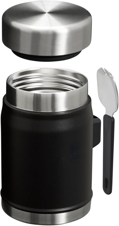 STANLEY Classic Food Jar and Spork | Vacuum Insulated Food Container | Wide Mouth Screw On Lid | Packable for Travel | Stainless Steel with Leakproof Lid | BPA-Free