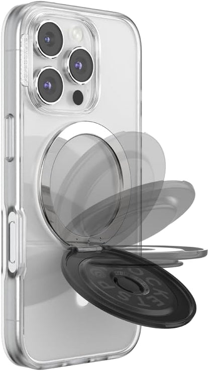 PopSockets Kick-Out Grip for MagSafe, Phone Grip with Built-in Phone Stand, Adjustable Kickstand for Portrait or Landscape, Strong Magnetic Hold, Wireless Charging Compatible - Black