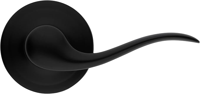 Kwikset Tustin Dummy Door Handle, Single Sided Lever for Closets, French Double Doors, and Pantry, Matte Black Non-Turning Right Handed Interior Push/Pull Lever, with Microban Protection