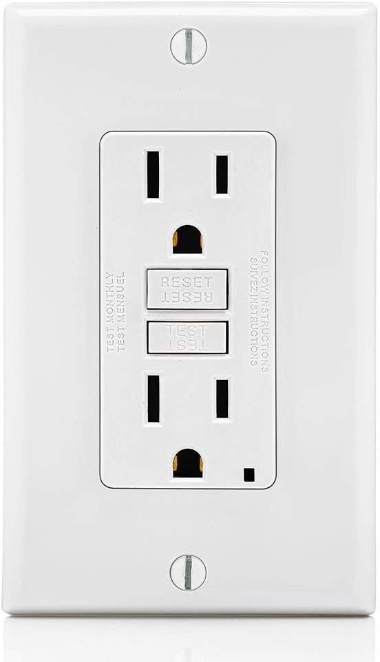 Leviton GFCI Outlet, 15 Amp, Self Test, Non Tamper-Resistant with LED Indicator Light, Protection from Electric Shock and Electrocution, GFNT1-W, White