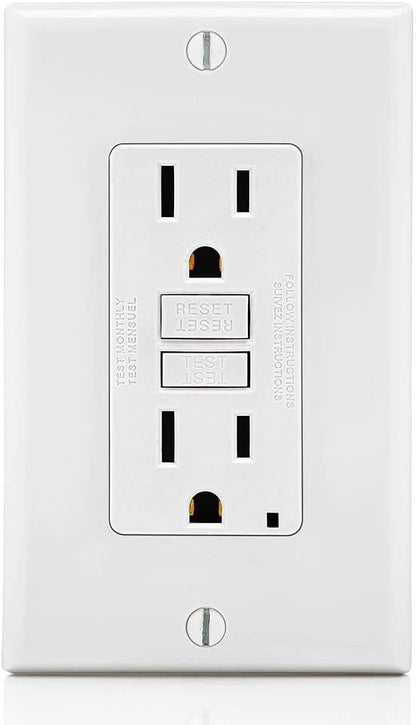 Leviton GFCI Outlet, 15 Amp, Self Test, Non Tamper-Resistant with LED Indicator Light, Protection from Electric Shock and Electrocution, GFNT1-W, White