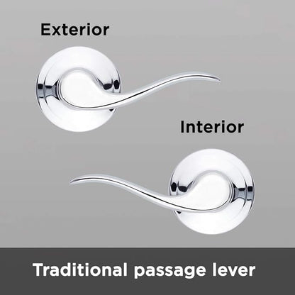 Kwikset Tustin Interior Passage Door Handle, Lever For Closet and Hallway Doors, Reversible Non-Locking Handle Lever, Polished Chrome