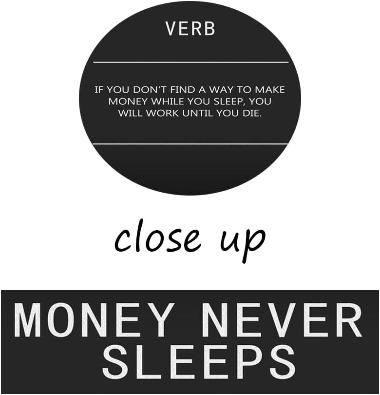 Inspirational Wall Art for Office Quotes Theme Wall Decor for Money Never Sleeps Verb Motivational Canvas Prints Framed Wall Art Inspiration Home Living Room Decor Framed[24" W x 36" H]