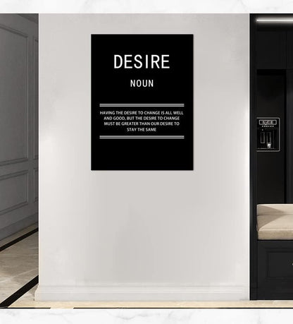 WYJZDZQ8 Inspirational Canvas Office Print Wall Art Desire Noun Motivational Picture Poster Painting Modern Inspiring Artwork for Home Living Room Bedroom Decor Ready to Hang [30''W x 40''H]