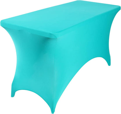 2Pack Spandex Waterproof Table Covers 4ft，Spandex 4ft Waterproof Table Cover for Party,Wedding, Banquet, and Events(Turquoise)