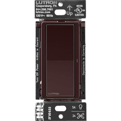 Lutron Claro Smart Light Switch for Caseta Lighting, for LED Lights, Fans, 5 Amp, Single-Pole/3-Way, Neutral Required, DVRF-5NS-BR, Brown