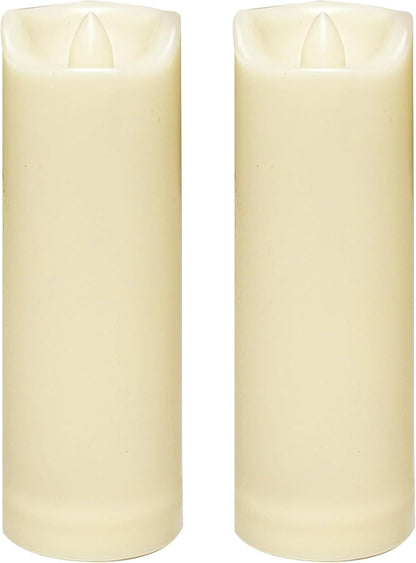 CANDLE CHOICE Waterproof Outdoor Battery Operated Flameless Candles with Auto Timer Flickering Plastic Resin Electric LED Slim Pillar Lights for Lantern Patio Garden Wedding Decorations 2”x6” 2 Pack
