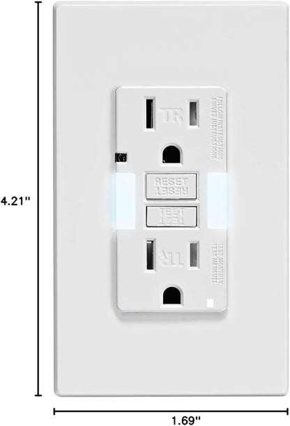 Leviton GFCI Outlet with Guidelight, 15 Amp, Self Test, Tamper-Resistant with LED Indicator Light, Replaces Plugged in Night Light, GFNL1-W, White