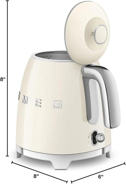 SMEG Mini 50's Retro Style 3 Cup Electric Kettle with Double Wall Anti Slip Base and Water Level Indicator (Cream)