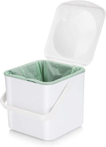 Minky Homecare Kitchen Compost Bin – Countertop Food Waste Caddy with Easy Wipe Clean Interior – Made in The UK - 3.5L (0.9 gal.) (White)