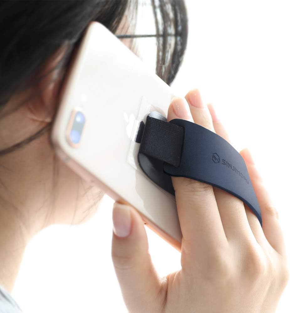 Sinjimoru Phone Grip with Silicone Band – Comfortable One-Hand Holder & Kickstand for Smartphones, Tablets, and eReaders for iPhone, Android, and Kindle Sinji Grip Silicone Midnight Blue