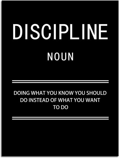 Inspirational Canvas Positive Wall Art Motivational Discipline Noun Wall Art Poster Quotes Success Canvas Artwork Picture Print Framed for Home Office Living Room Gym Wall Decor[18''W X 24''H]