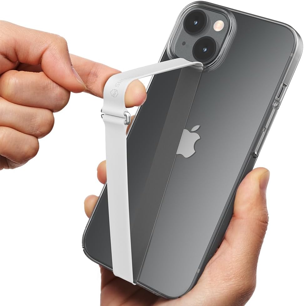 C-Shaped Clip Finger Phone Grip, Sinjimoru Silicone Cell Phone Strap for Phone Case with Clip as Phone Loop Holder for iPhone Case & Samsung Phone. Sinji Loop Clip White 230