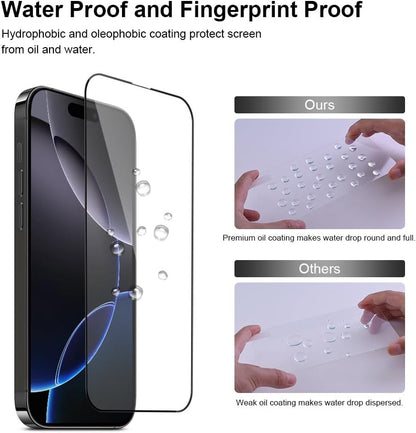 2 pack Full 9H+ Military Grade Glass Screen Protector for iPhone 16 Plus + 2 pack Camera Lens Protector with easy Installation Frame Case Friendly Shatterproof Tempered Glass 9H+ Hardness HD Clear Anti-Scratch Glass Full Edge Coverage (6.7) 16 Plus