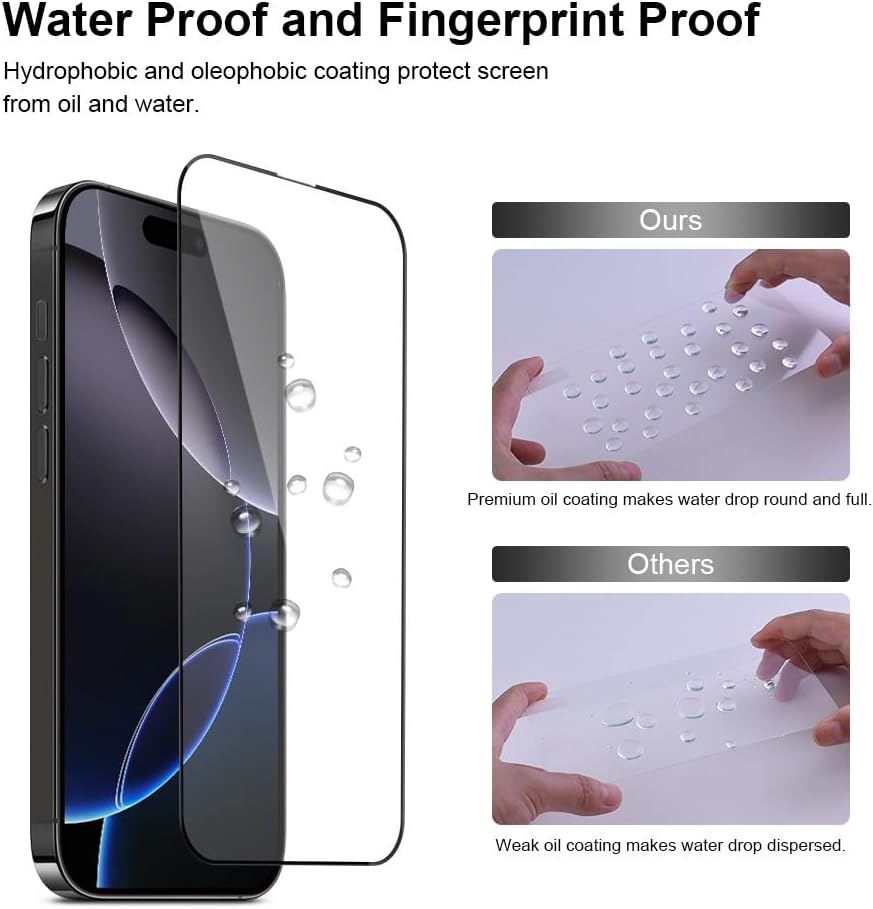 2 pack Full 9H+ Military Grade Glass Screen Protector for iPhone 16 + 2 pack Camera Lens Protector with easy Installation Frame Case Friendly Shatterproof Tempered Glass 9H+ Hardness HD Clear Anti-Scratch Glass Full Edge Coverage (6.1) iPhone 16