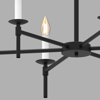 Black LED Chandeliers, Round Candle Hanging Lamp Ceiling, Modern Bedroom Chandelier Light Fixture for Kitchen Island Dining Room Living Room Farmhouse (Black-B 6Lights)