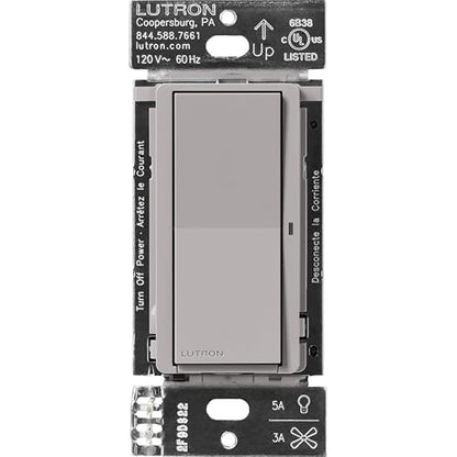 Lutron Claro Smart Light Switch for Caseta Lighting, for LED Lights, Fans, 5 Amp, Single-Pole/3-Way, Neutral Required, DVRF-5NS-GR, Gray