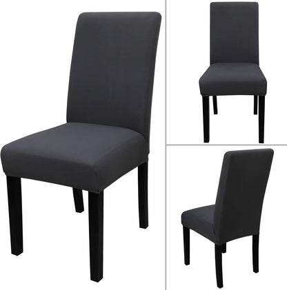JQinHome 6 Pcs Dining Chair Slipcover,High Stretch Removable Washable Chair Seat Protector Cover for Home Party Hotel Wedding Ceremony (Grey)
