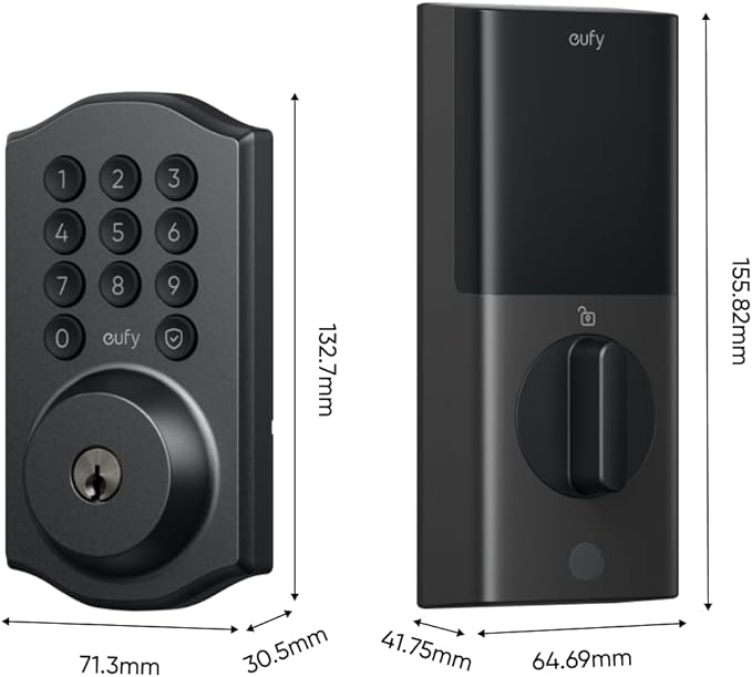 eufy Security Smart Lock C30, Keyless Entry Door Lock, Built-in WiFi Keypad Deadbolt for Front Door, No Bridge Required, Easy Installation, Reliable Power, Traditional, Black