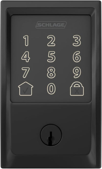 Schlage Encode Smart WiFi Deadbolt Lock for Front Door - Keyless Entry with App or Touchscreen - Works with Alexa, Hey Google, & Airbnb - Create Codes for Guests - Matte Black