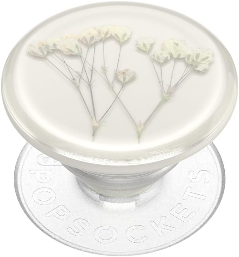 PopSockets: Phone Grip with Expanding Kickstand, Adhesive Grip - Pressed Flower Baby's Breath
