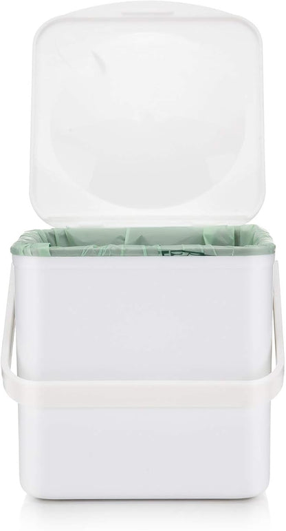 Minky Homecare Kitchen Compost Bin – Countertop Food Waste Caddy with Easy Wipe Clean Interior – Made in The UK - 3.5L (0.9 gal.) (White)