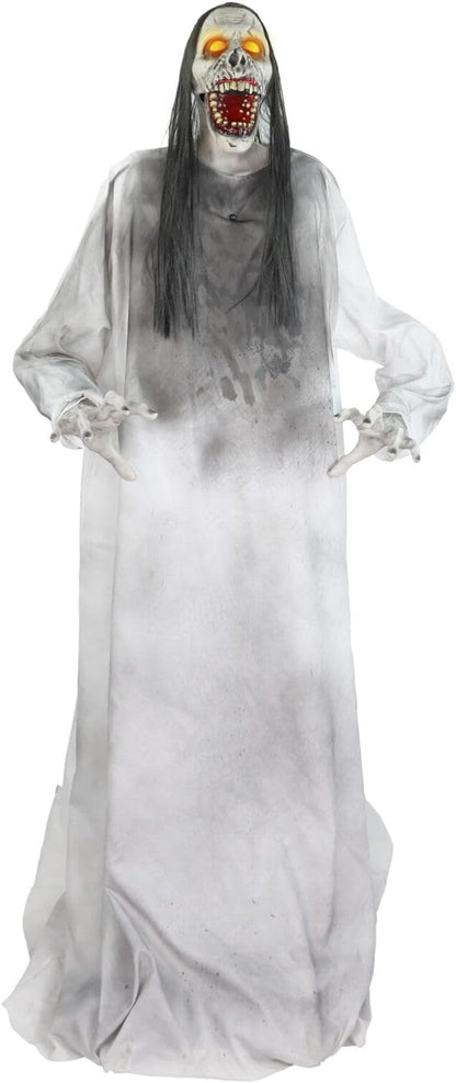 Haunted Hill Farm 5.9 ft. Animatronic Lurching Woman by Tekky, Halloween Animatronic, Scary Indoor House Prop & Decoration, Creepy Occult Horror Decor with Motion-Activated Lights & Sound, Life-Size