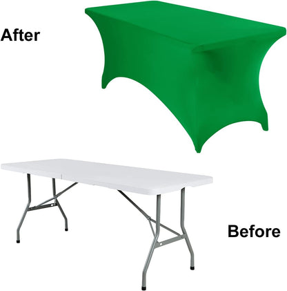 2-Pack Spandex Waterproof Tablecloths, 6FT, Emerald, Stretchable, Stain Resistant, All-Season, Wedding, Table Covers for Party, Wedding, Banquet, Events