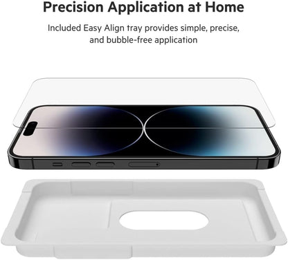 Belkin TemperedGlass iPhone 14 Pro Max Screen Protector - iPhone 14 Pro Accessories - Easy Application With Installation Guide Tray - Tempered Glass Antimicrobial Screen Protector - 9H Hardness Tested