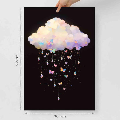 Black And White Cloud Wall Art Abstract Clouds Wall Art Rain Cloud Pictures Colorful Butterfly Picture Abstract Sky Painting Modern Abstract Prints Aesthetics Living Room Decor 16x24inch No Frame