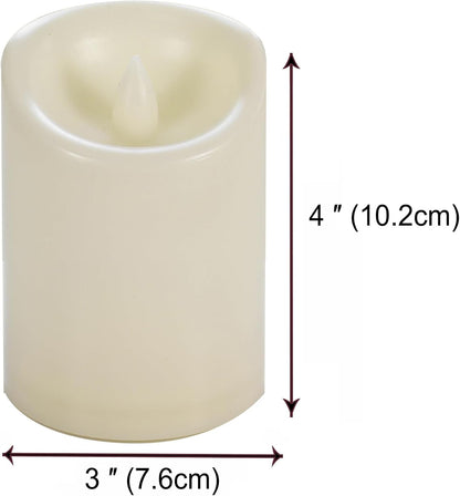 CANDLE CHOICE Waterproof Outdoor Battery Operated Flameless Candles with Timer Flickering Plastic Resin Electric LED Pillar Lights for Lantern Patio Garden Wedding Party Decorations 3x4 Inches 2 Pack