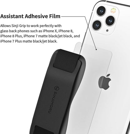 Sinjimoru Phone Grip with Silicone Band – Comfortable One-Hand Holder & Kickstand for Smartphones, Tablets, and eReaders for iPhone, Android, and Kindle Sinji Grip Silicone Midnight Blue