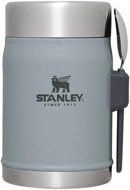 STANLEY Classic Food Jar and Spork | Vacuum Insulated Food Container | Wide Mouth Screw On Lid | Packable for Travel | Stainless Steel with Leakproof Lid | BPA-Free