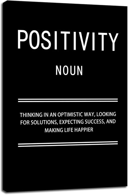 Positivity Noun Motivational Poster Canvas Wall Art Inspirational Picture Painting Modern Inspiring Positive Artwork for Home Living Room Bedroom Gym Office wall Decor Ready to Hang [12''W x 18''H]