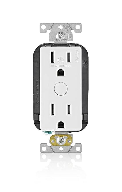 Leviton Decora Smart Outlet, Tamper-Resistant 15A, Wi-Fi 2nd Gen, Works with My Leviton, Alexa, Google Assistant, Apple Home/Siri & Wire-Free Companions for Switched Outlet, D215R-1RW, White