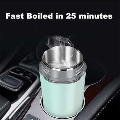 Portable Electric Travel Kettle, 350ml, BPA-Free & Food-Grade 304 Stainless Steel, Heats to 98°C, One-Button Operation & Auto Shut-Off, 12V/7A 80W Car Kettle for Car, Truck, RV