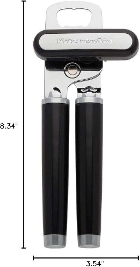 KitchenAid Classic Multifunction Can Opener and Bottle Opener Easy to Use,Razor Sharp Stainless Steel Cutting Wheel,Soft Ergonomic Handles,Black,(Pack of 12)