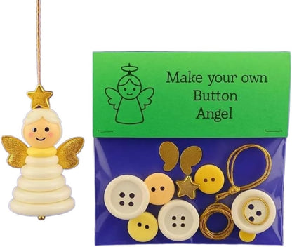 DIY Christmas Button Ornament Making Set - Snowman/Santa/Angel, Fun Holiday Craft Kit for All Ages, Ideal Xmas Tree Hanging Decor & Festive Gifts (6pcs-C)