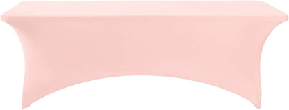 2Pack Spandex Table Cover for 8FT or 4ft or 6ft Table Universal Fitted Stretch Tablecloth for Party, Banquet, Wedding and Events-Blush Pink