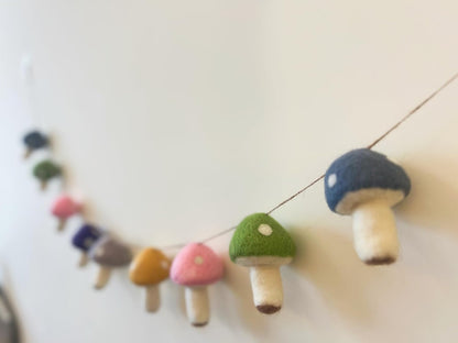 B&D Handmade Wool Crafts Art Set, Colorful Mushroom Garland- Winter and Easter Spring Multi Themed Home Decorations
