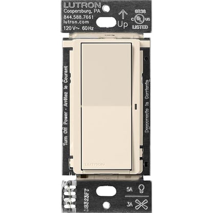 Lutron Claro Smart Light Switch for Caseta Lighting, for LED Lights, Fans, 5 Amp, Single-Pole/3-Way, Neutral Required, DVRF-5NS-LA, Light Almond