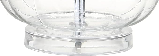 JONATHAN Y 28.5" Clear Glass Teardrop LED Table Lamp Set of 2 for Living Room Bedroom Nightstand, White Linen Shade Modern Transitional Bedside Desk Lamp (JYL1079C-SET2)