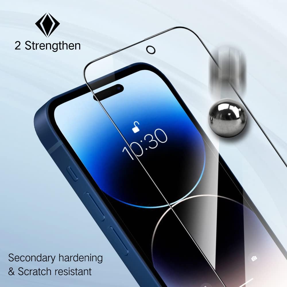 PERFECTSIGHT 2 Pack Compatible for iPhone 14 Pro Screen Protector 6.1 Inch, [ 6X Strogner ] HD Clear Premium Tempered Glass Case Friendly 9H Hardness Bubble Free Easy Installation