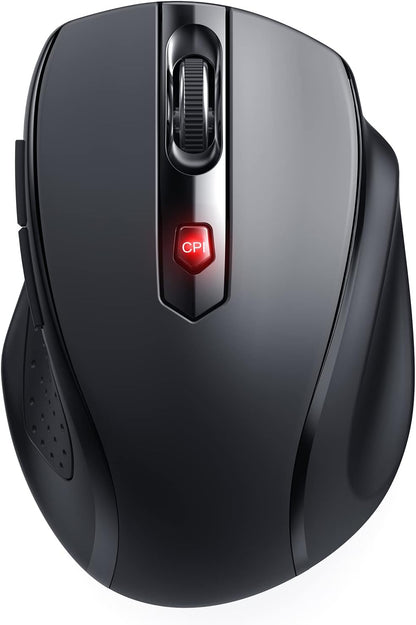 Wireless Mouse, D-09 Computer Mouse USB Cordless Mice for Laptop, Ergo Grips, Lightspeed 5-Level 2400 DPI, 16 Months Battery, Portable for PC Mac Chromebook (Bluetooth, 1 Pack)