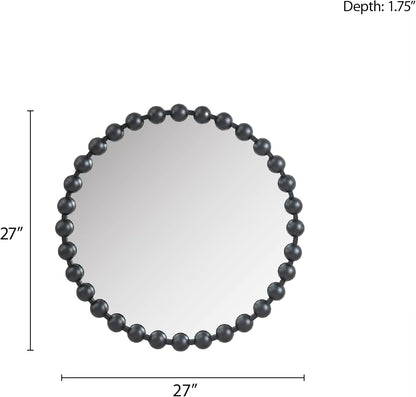 Madison Park Round Mirror, Metal Frame Circle Mirror 27 inch, Wall Art Decor Mounted Hanging for Entryway, Bathroom, hallway, Living Room, Vanity, Marlowe, Black