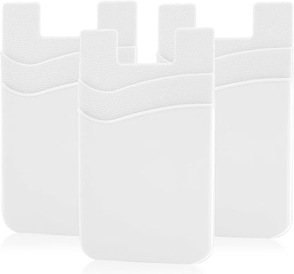 SS Phone Wallet, Card Holder for Phone Case Stick on Silicone Double Phone Pocket Suitable for iPhone Samsung Galaxy Any Smartphone 3 Pack