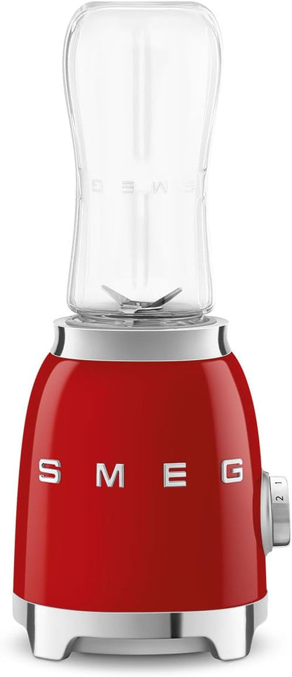 SMEG 50's Retro Style Personal Blender with Backlit Knob and Two 600 ML BPA Free bottles PBF01RDUS Red