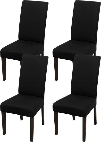 JQinHome 4 Pcs Dining Chair Slipcover, High Stretch Removable Washable Chair Seat Protector Cover for Home Party Hotel Wedding Ceremony