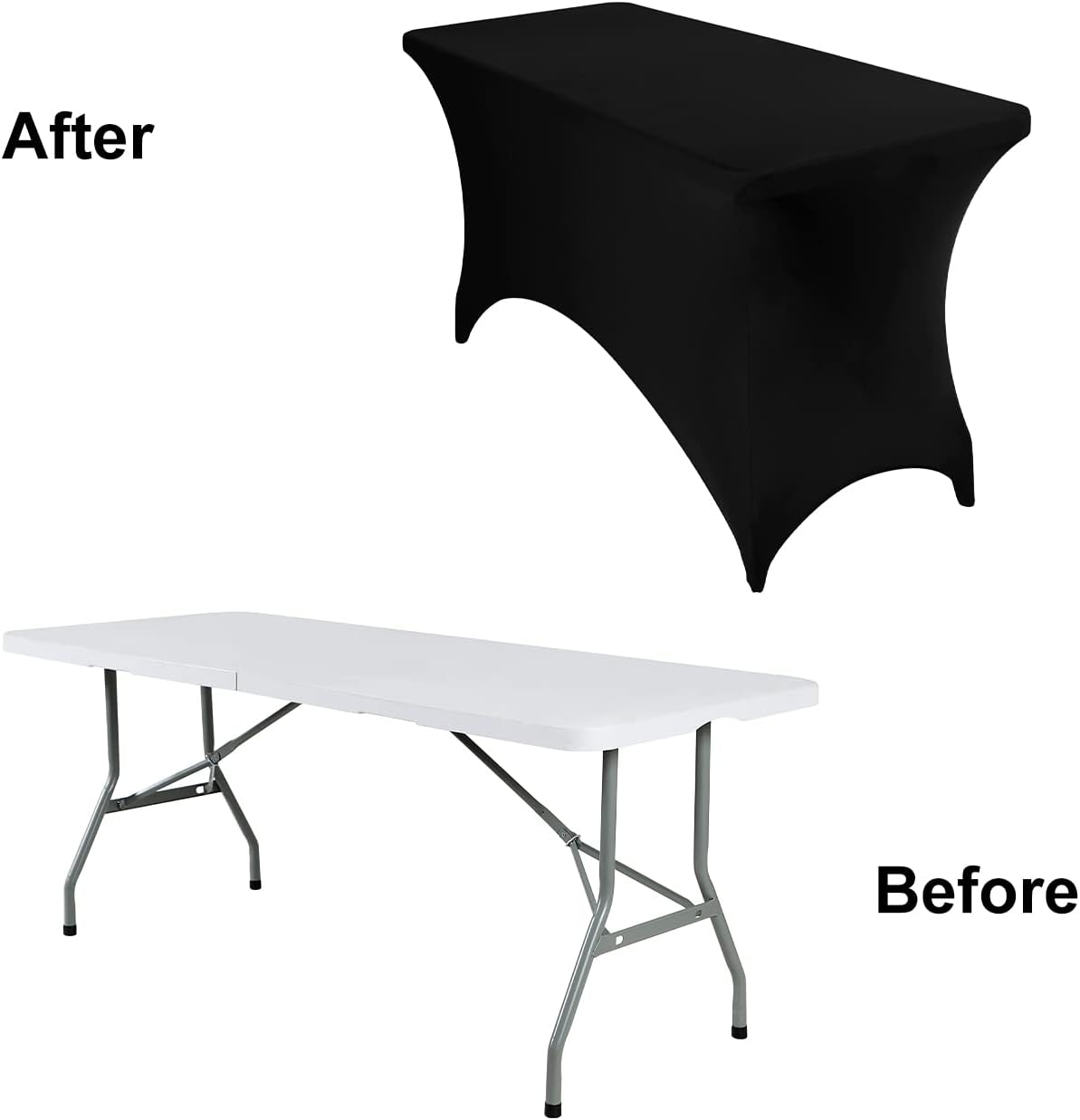 Spandex 4ft Waterproof Table Cover for Party,Wedding, Banquet, and Events(Black)