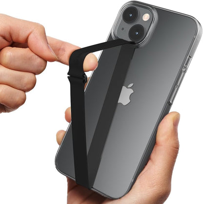 Sinjimoru C-Shaped Clip Finger Phone Grip, Silicone Loop for iPhone Case & Samsung. Black 210
